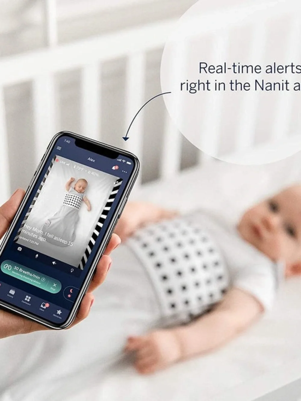 Brand New-Nanit Breathable Baby Sleeping Bag - Navy with White Pattern